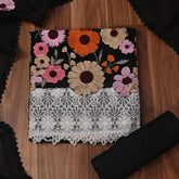 Organza Black Unstitched Suit